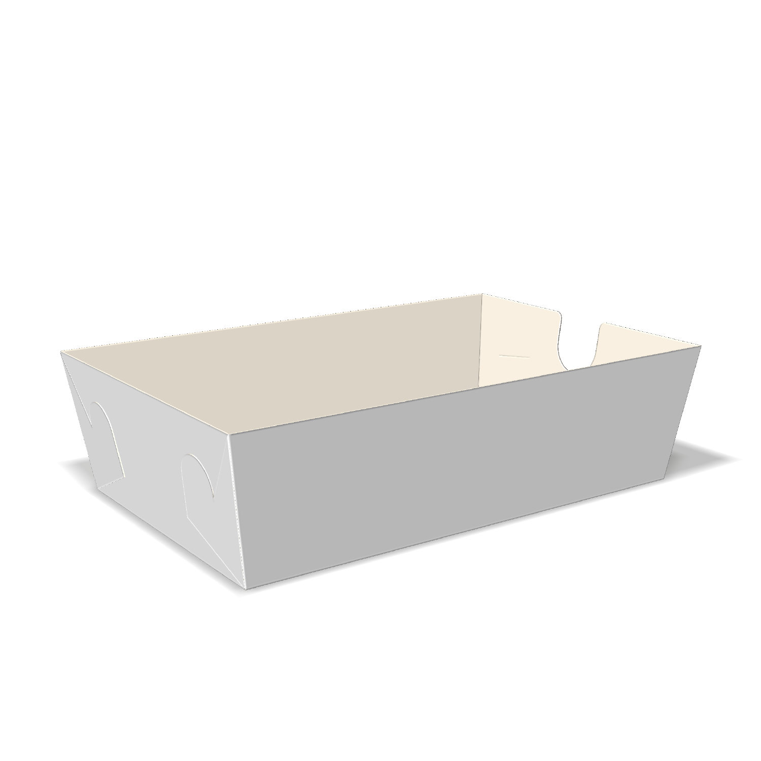 Two-dimensional tray box 27020 vector dieline diagram alongside a 3D folded mockup of the custom cardboard box design.