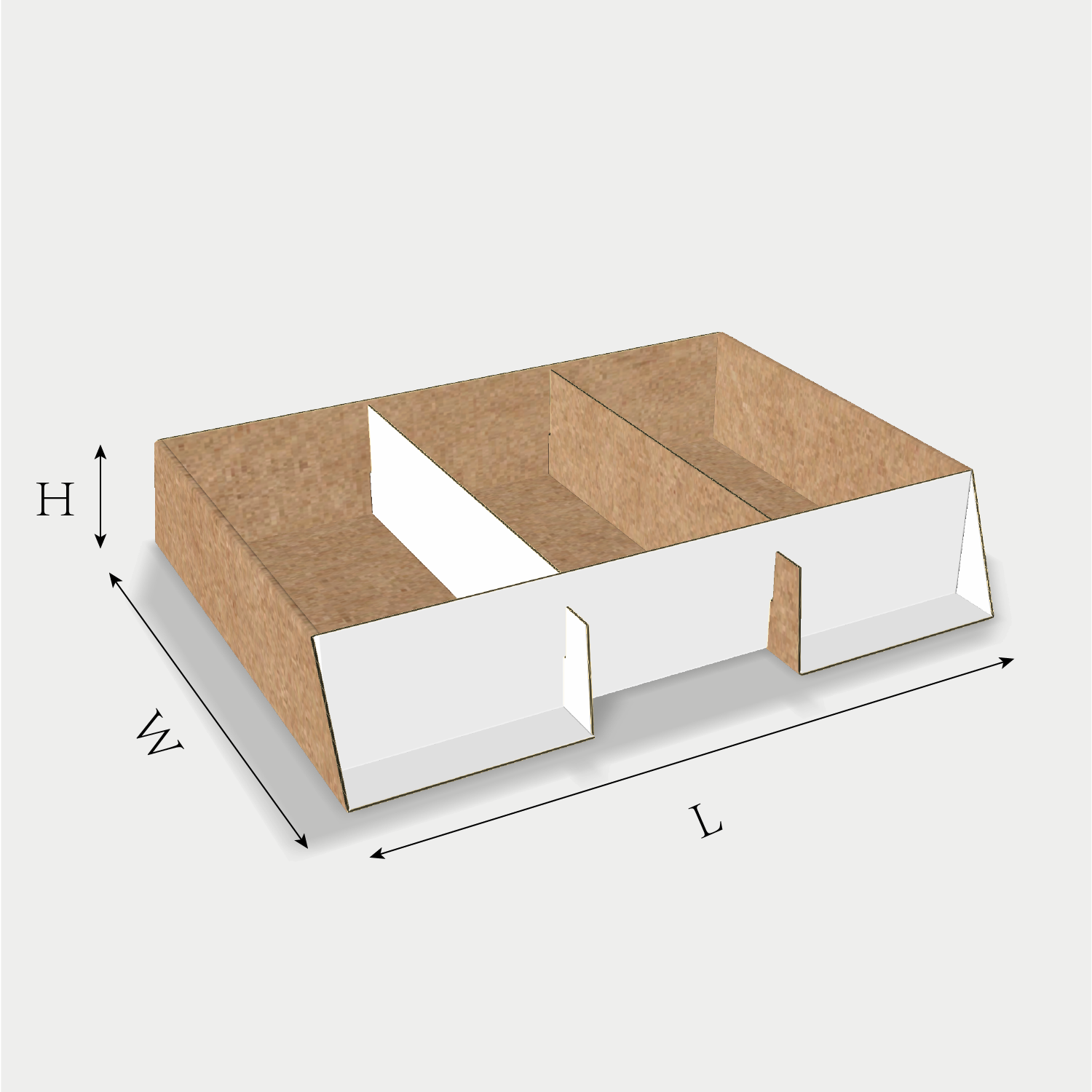 Custom tray box 27021 dieline generator interface with length, width, and height size guidelines.