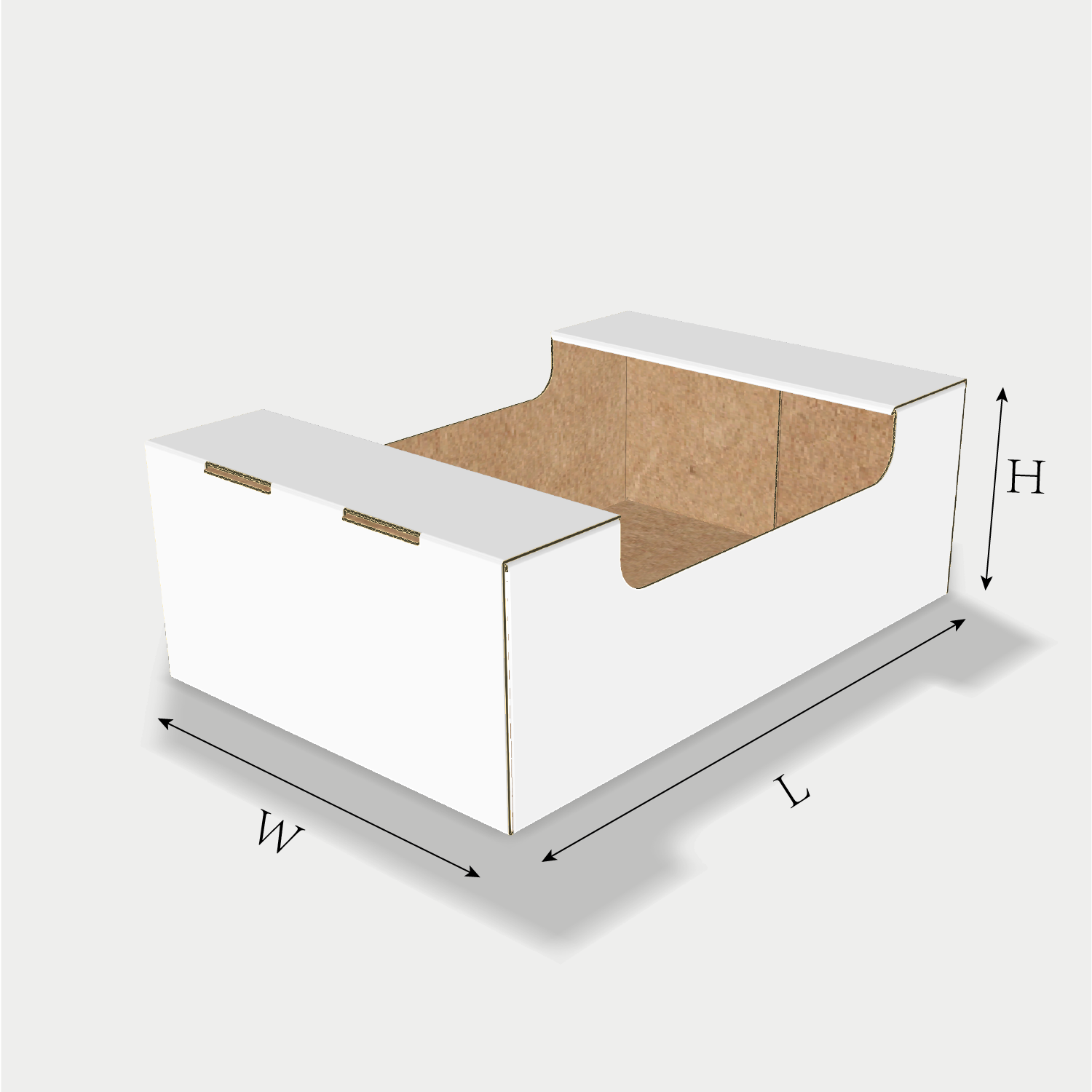 Custom tray box 27026 dieline generator interface with length, width, and height size guidelines.