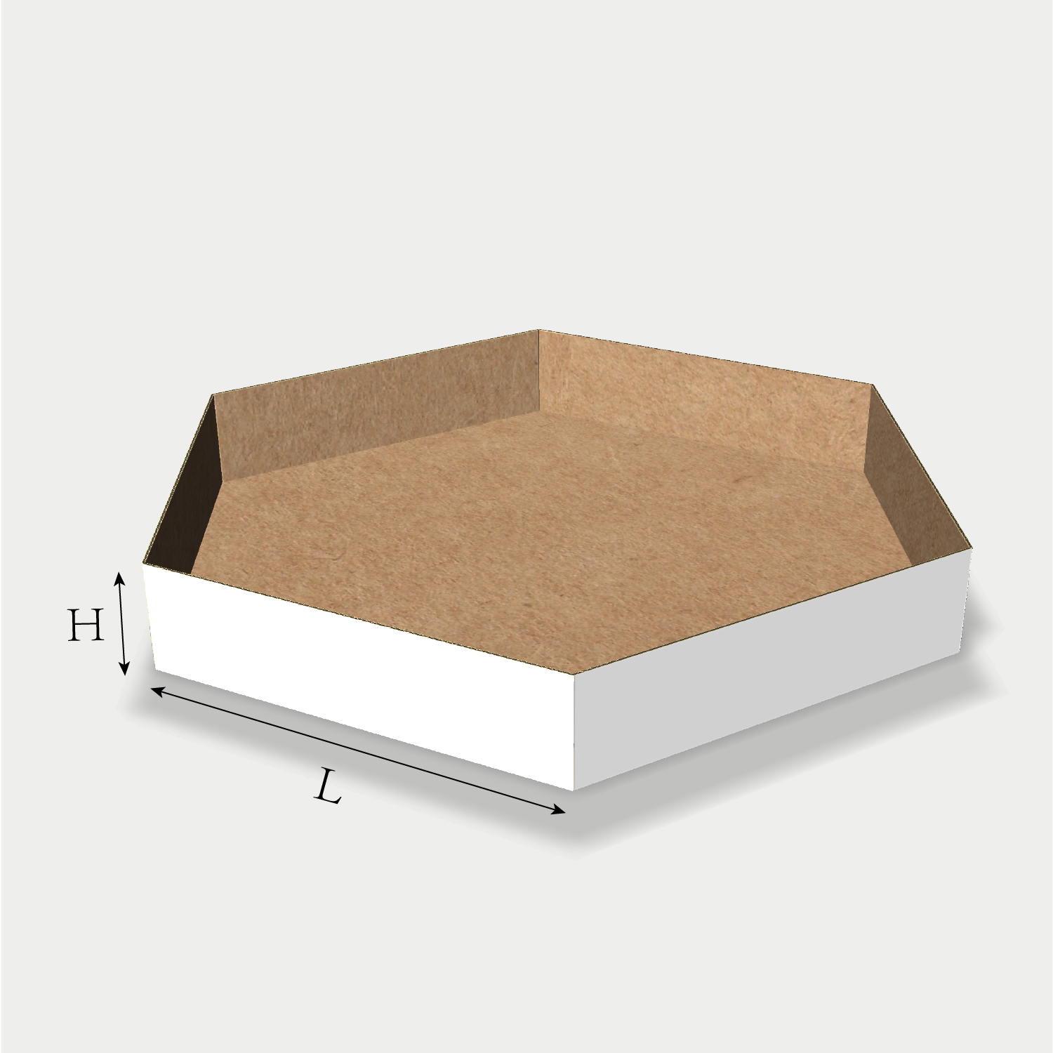 Custom tray box 27035 dieline generator interface with length, width, and height size guidelines.