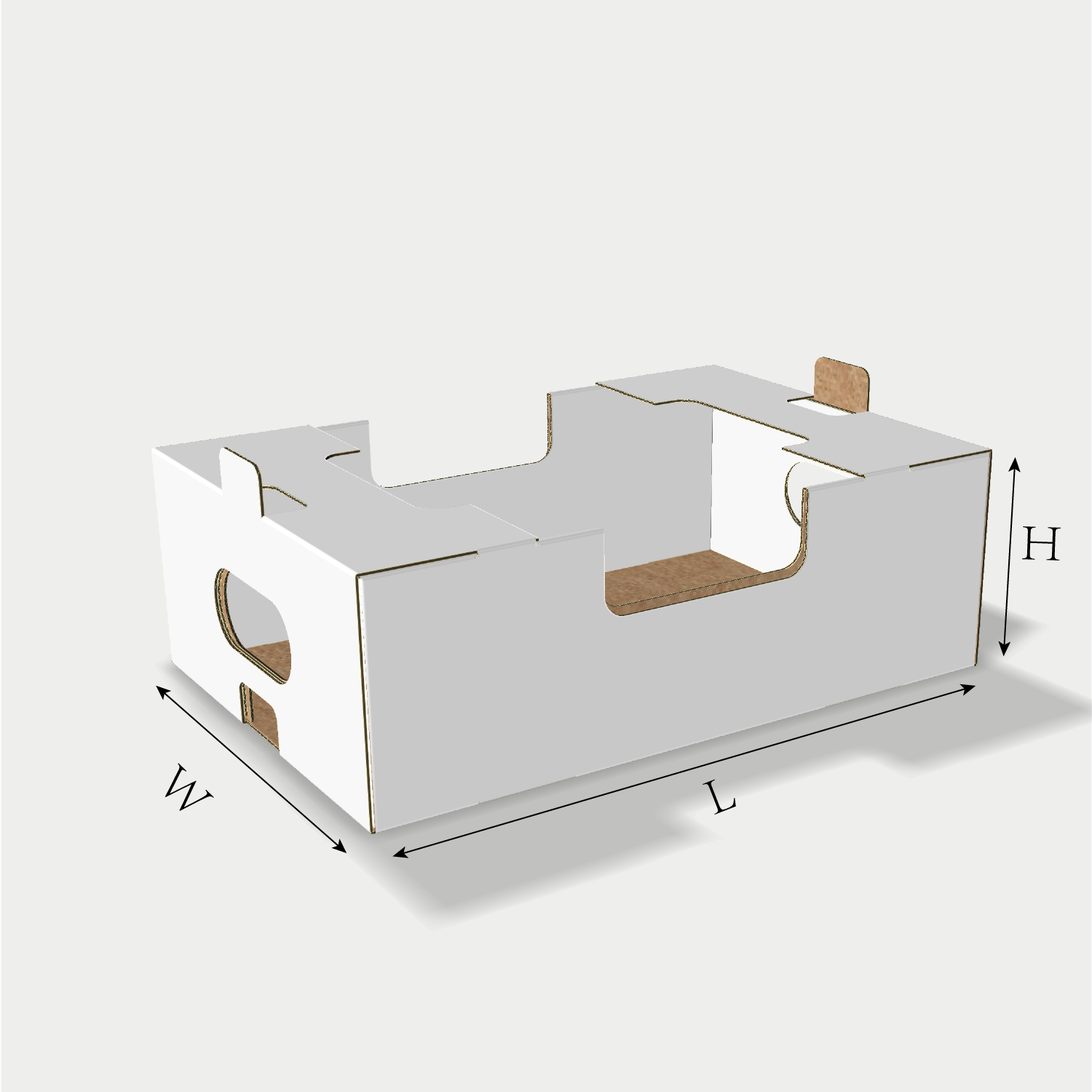 Custom tray box 27036 dieline generator interface with length, width, and height size guidelines.
