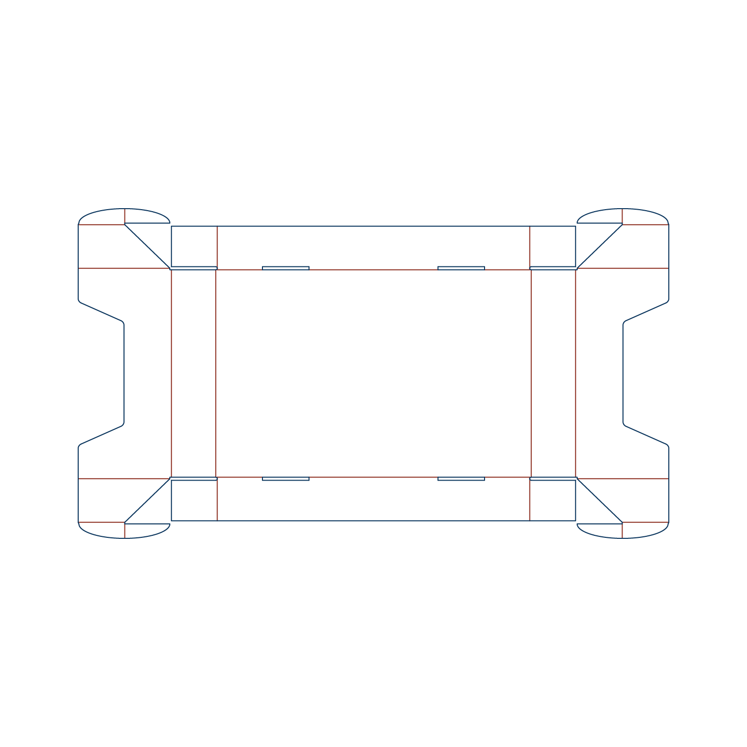 Custom tray box 27037 flat dieline layout for a folder tray blueprint template.