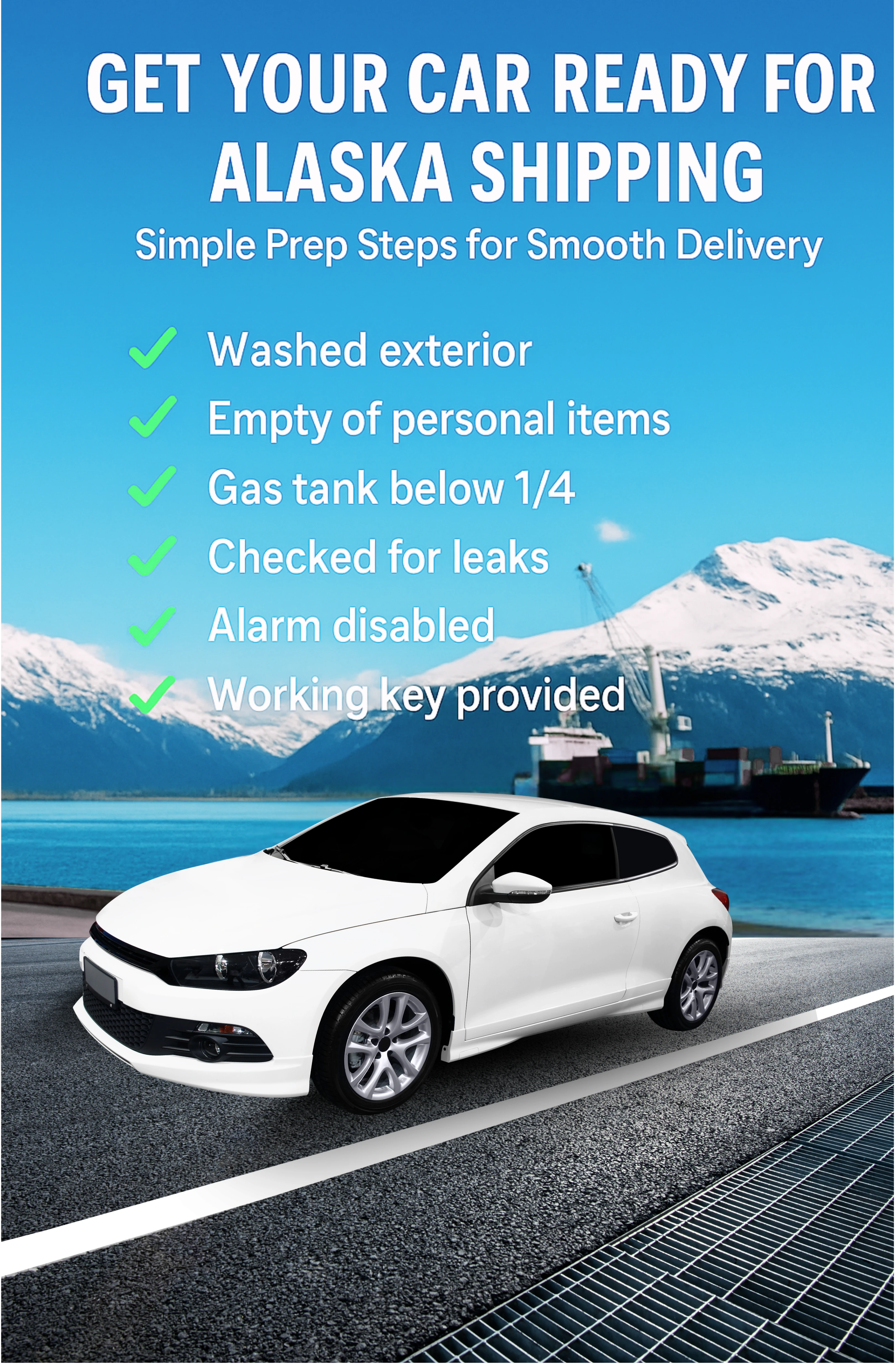 Car being prepared for alaska shipping