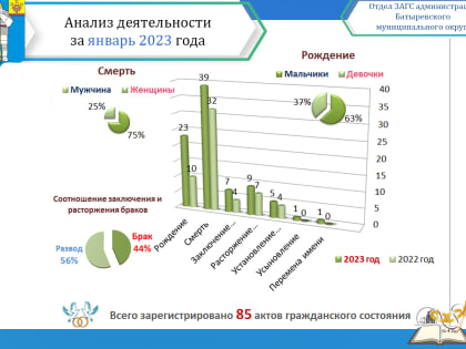 Анализ деятельности отдела ЗАГС администрации Батыревского муниципального округа  за январь 2023 года