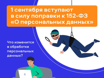 ❗С 1 сентября вступили в силу поправки к Федеральному закону 152-ФЗ «О персональных данных