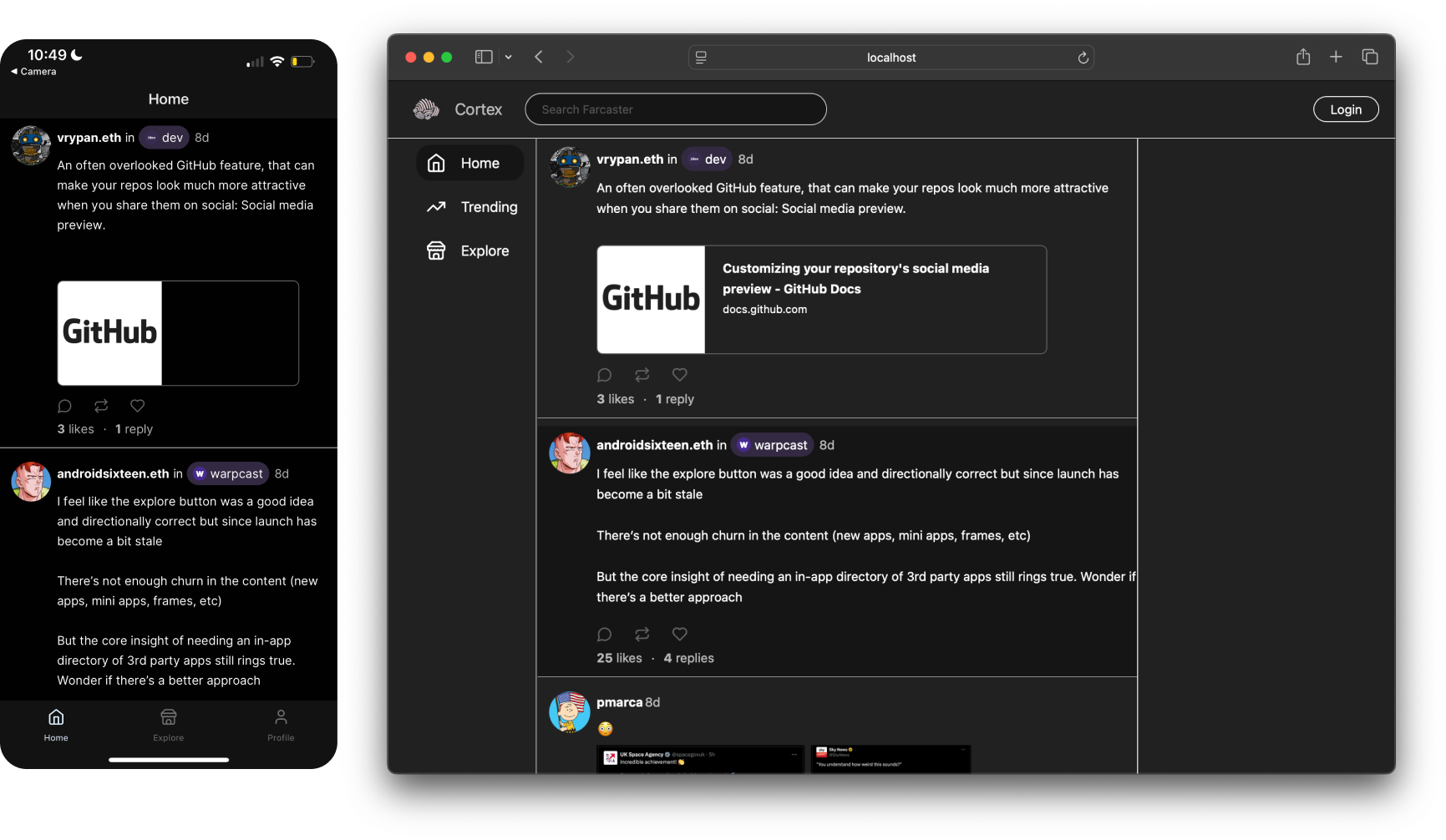 Cortex Web and Mobile with One