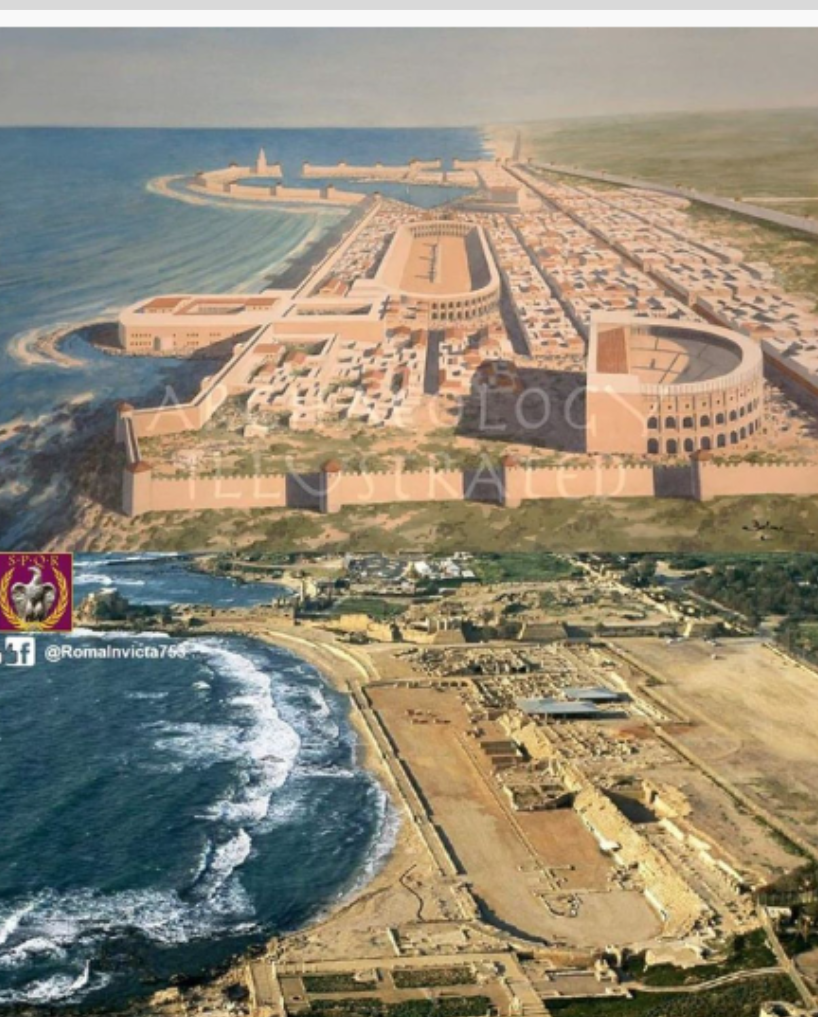 Caesarea Maritima, the Roman city Herod laid out around his harbour.