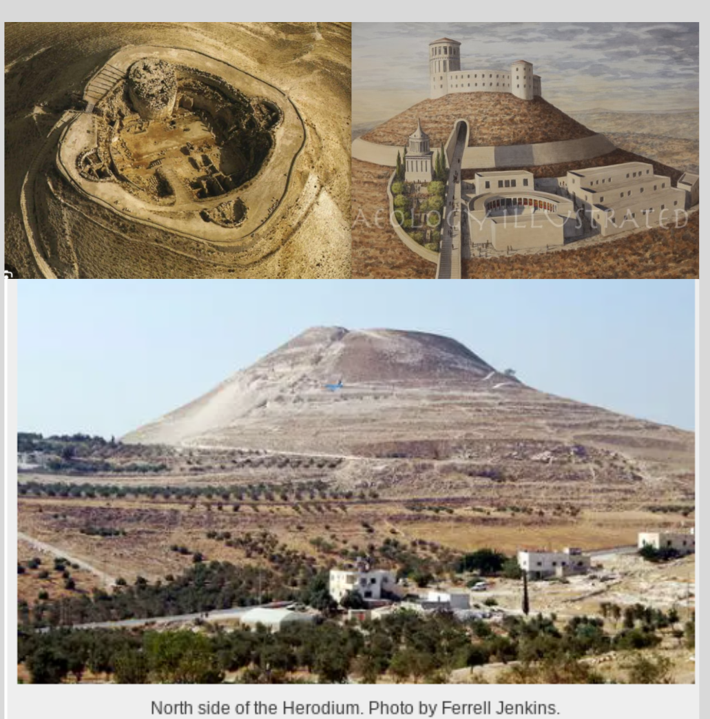 Excavated remains at Herodium — palace and fortress structures within the hill.