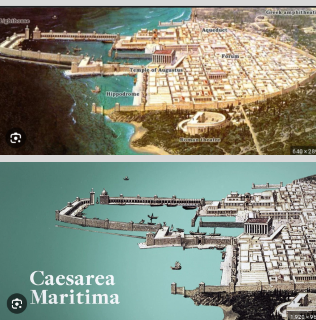 Caesarea Maritima, the harbour city of Sebastos that Herod built on the open Judean coast.