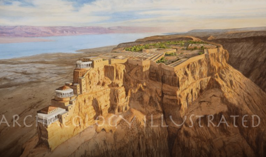Reconstruction of Masada, Herod's palace-fortress on the plateau above the Dead Sea.