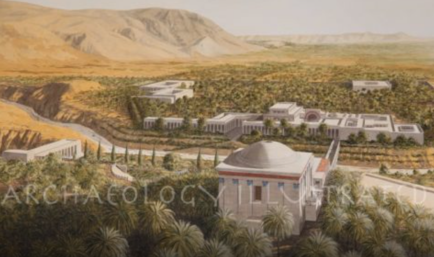 Reconstruction of Herod's winter palaces at Jericho on the Wadi Qelt.