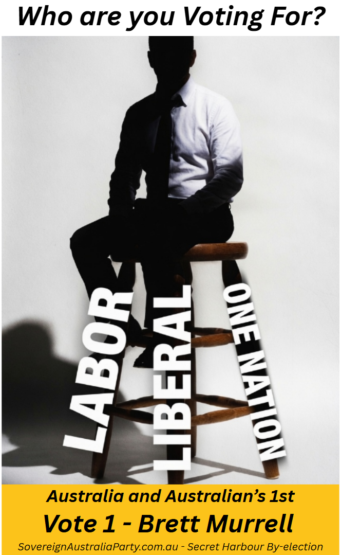 Sovereign Australia Party campaign flyer for the Secret Harbour by-election.