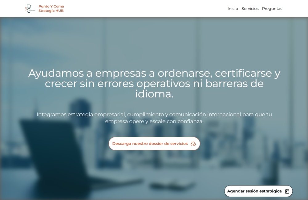 Muestra del diseño de PYC Strategic Hub