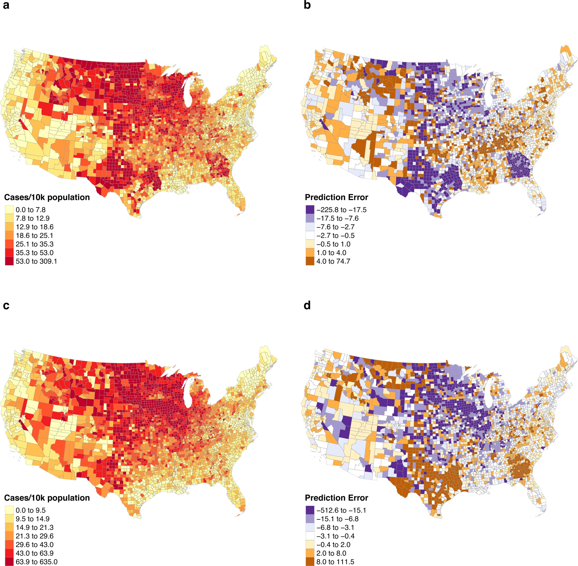 Spatiotemporal prediction of COVID-19 cases using inter- and intra-county proxies of human interactions