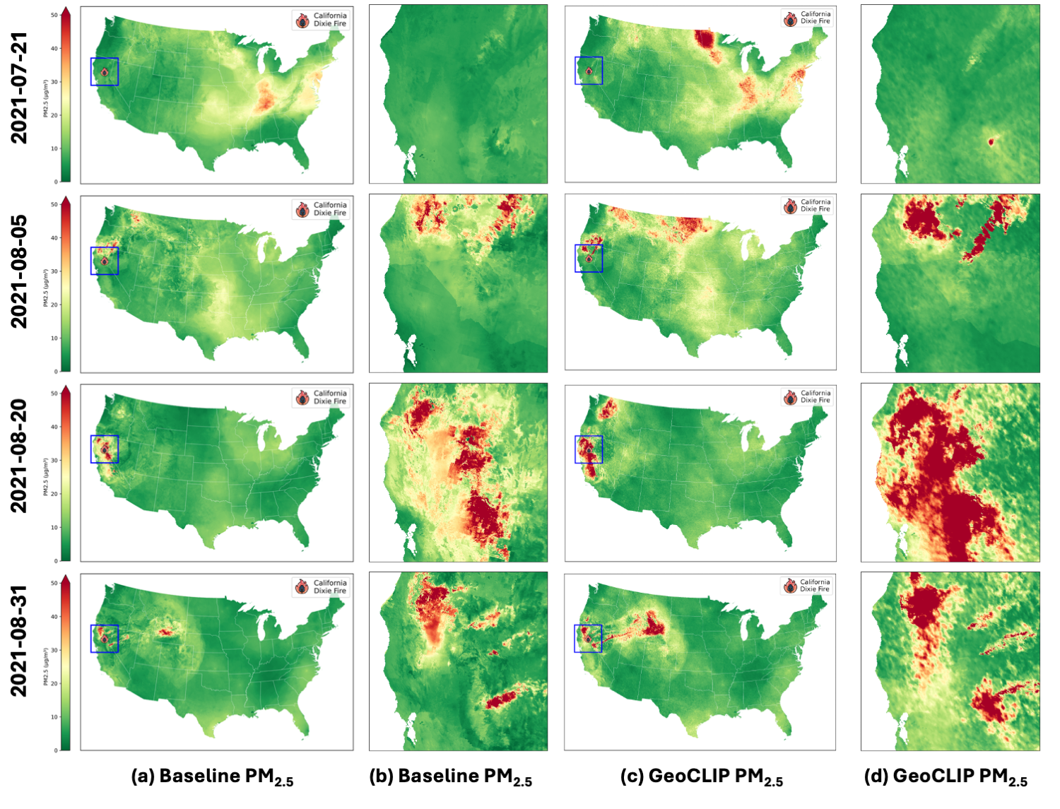 Dixie Fire PM2.5 estimation comparison