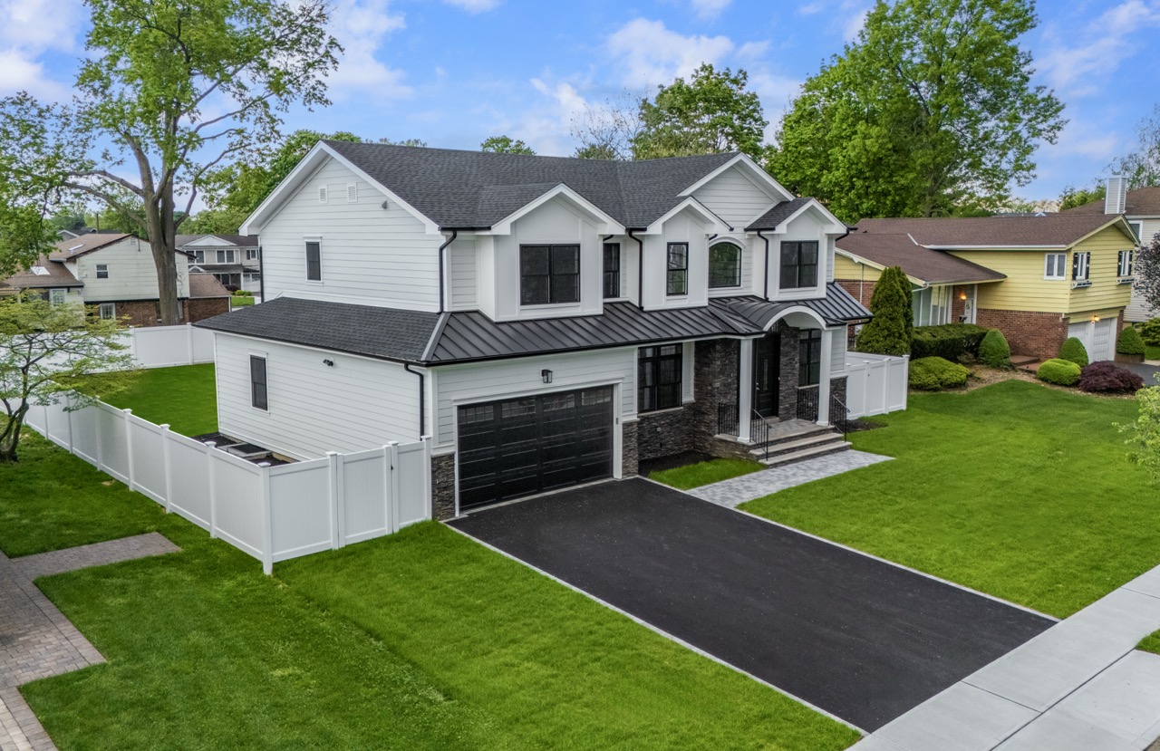 Modern home aerial view