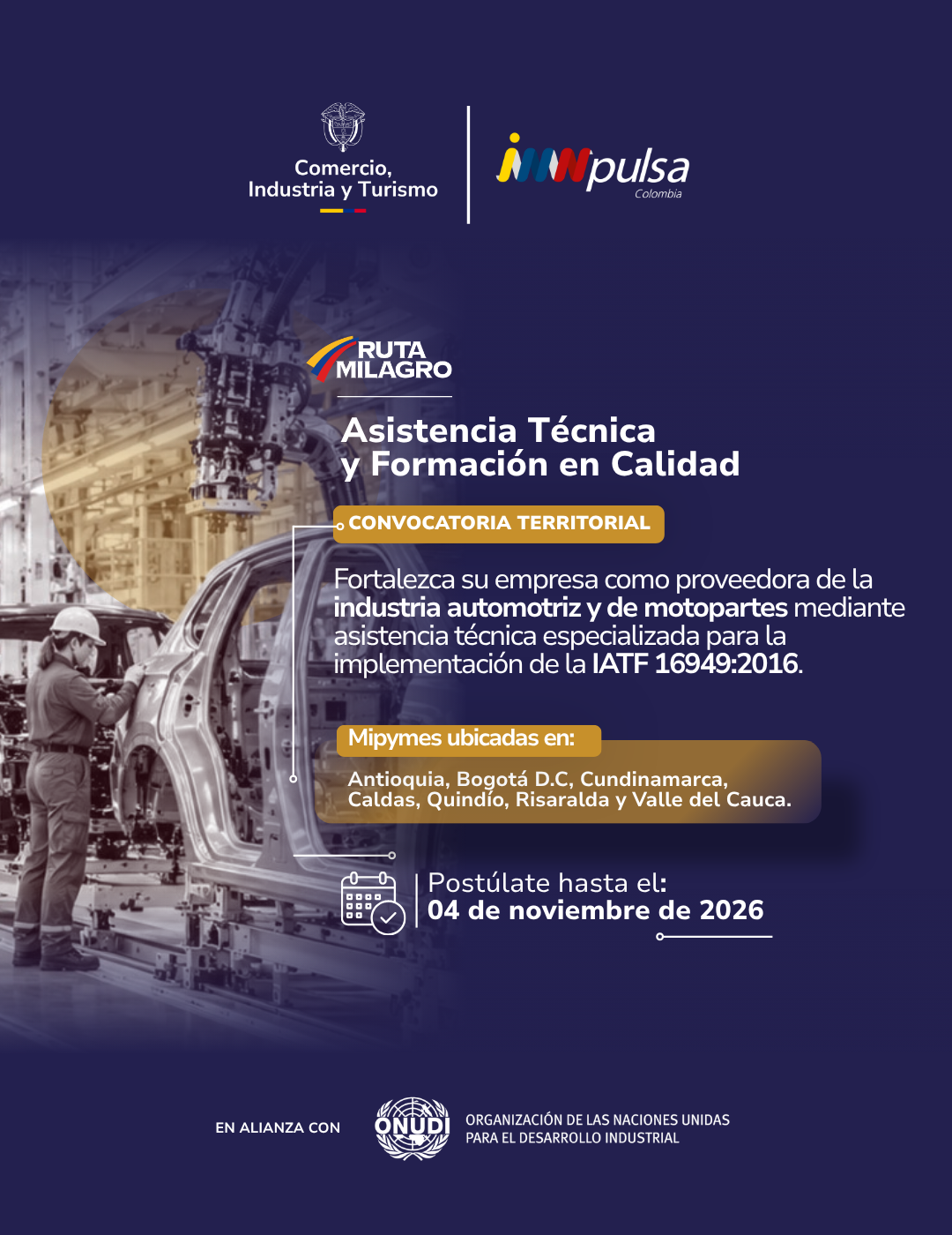 Formación y asistencia técnica en calidad para mipymes (Convocatoria Territorial: IATF 16949:2016)