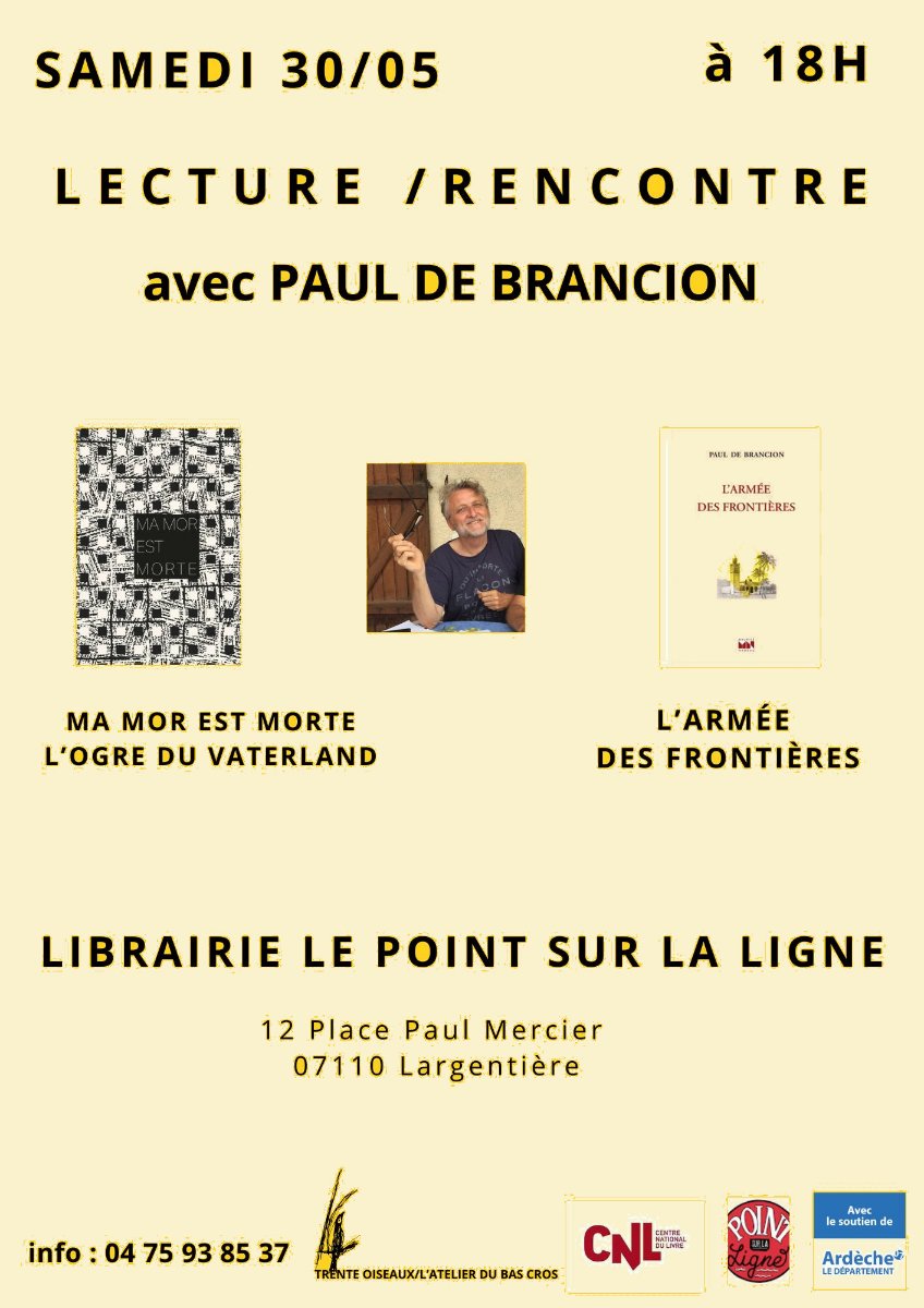 Soirée lecture/rencontre avec Paul de Brancion
