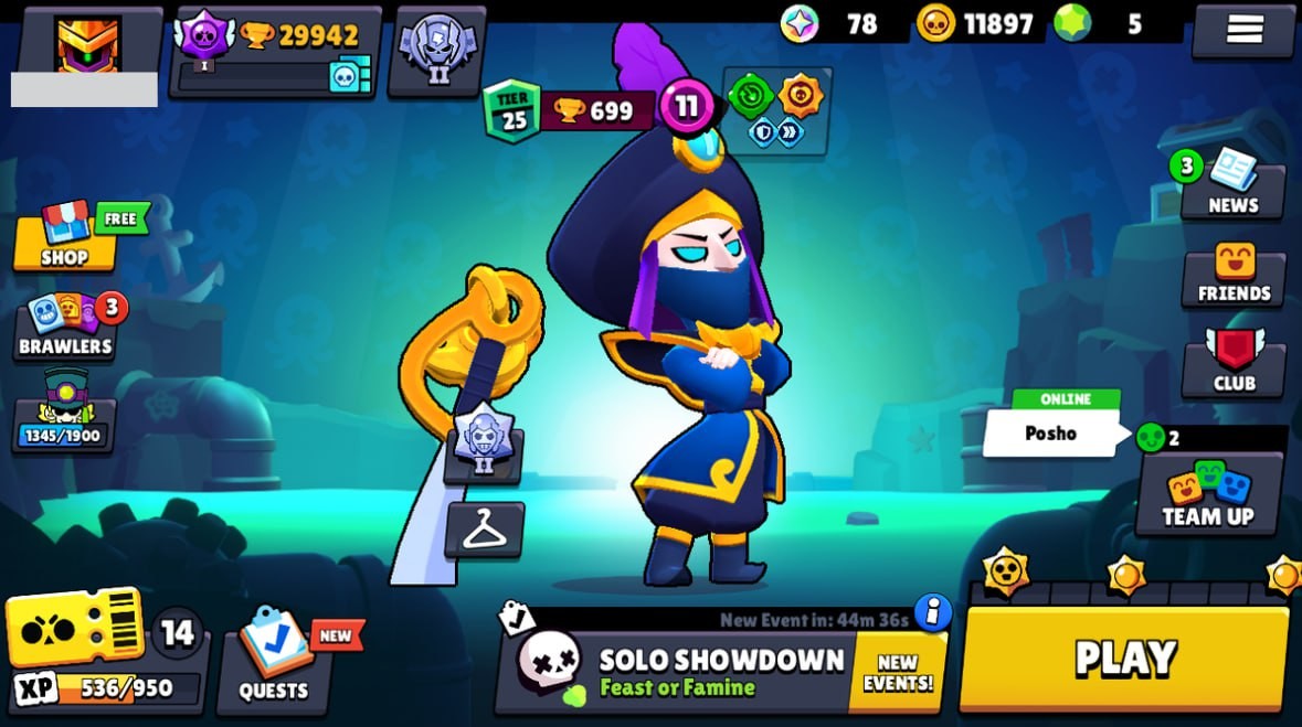 Brawl Stars Account – 72 Brawlers, 29942 Trophies, 63 Skins, 5 Legends, 22 Mythics, 26 Epics, 11897 Gold, 5 Gems, 78 Blings