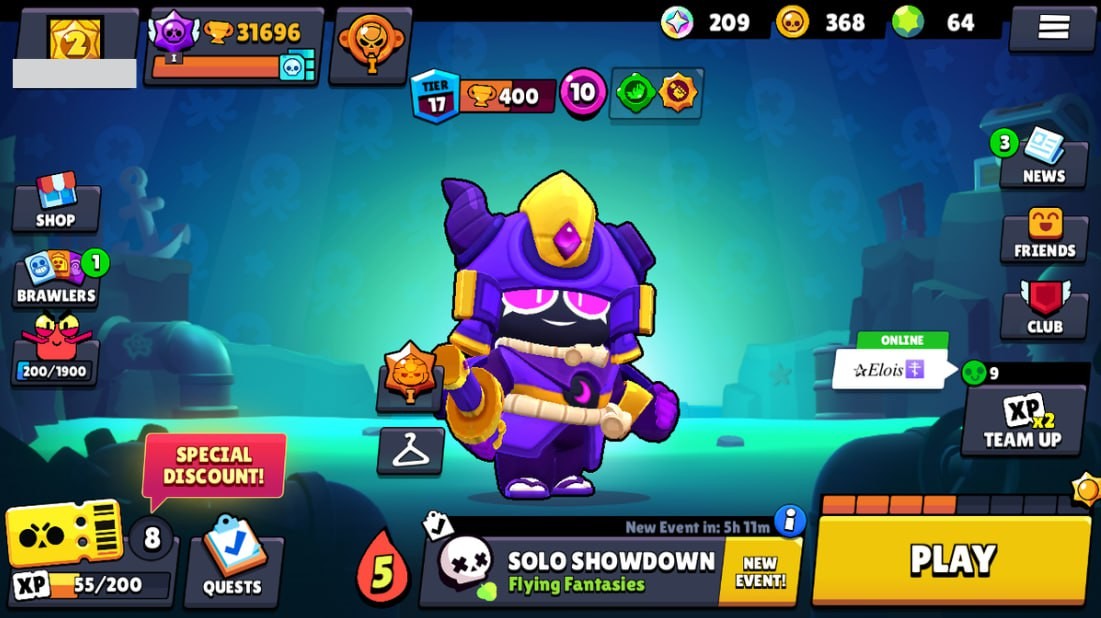 Brawl Stars Account – 81 Brawlers, 31696 Trophies, 81 Skins, 11 Legends, 25 Mythics, 26 Epics, 368 Gold, 64 Gems, 209 Blings