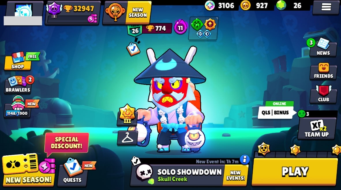 Brawl Stars Account – 71 Brawlers, 32947 Trophies, 77 Skins, 8 Legends, 19 Mythics, 25 Epics, 927 Gold, 26 Gems, 3106 Blings