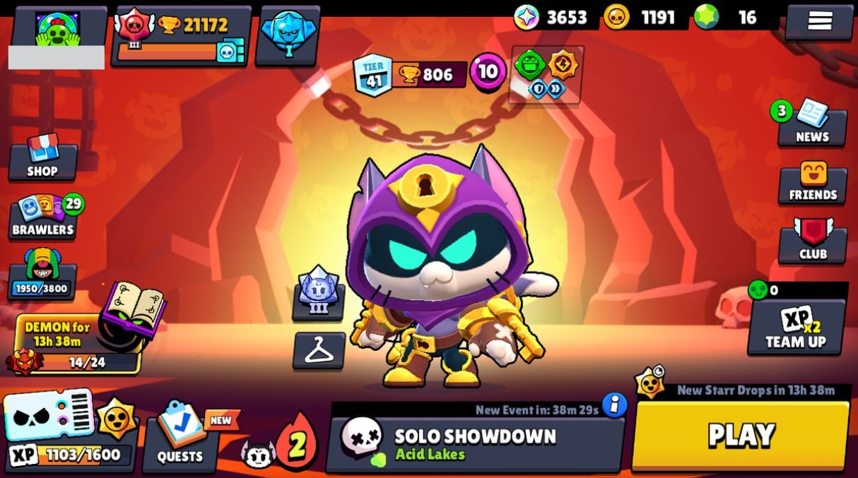 Brawl Stars Account – 49 Brawlers, 21172 Trophies, 70 Skins, 4 Legends, 9 Mythics, 17 Epics, 1191 Gold, 16 Gems, 3653 Blings