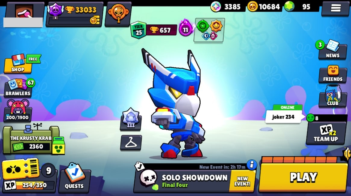 Brawl Stars Account – 82 Brawlers, 33033 Trophies, 106 Skins, 11 Legends, 26 Mythics, 26 Epics, 10684 Gold, 95 Gems, 3385 Blings