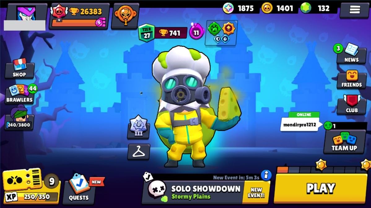 Brawl Stars Account – 63 Brawlers, 26383 Trophies, 64 Skins, 3 Legends, 16 Mythics, 25 Epics, 1401 Gold, 132 Gems, 1875 Blings