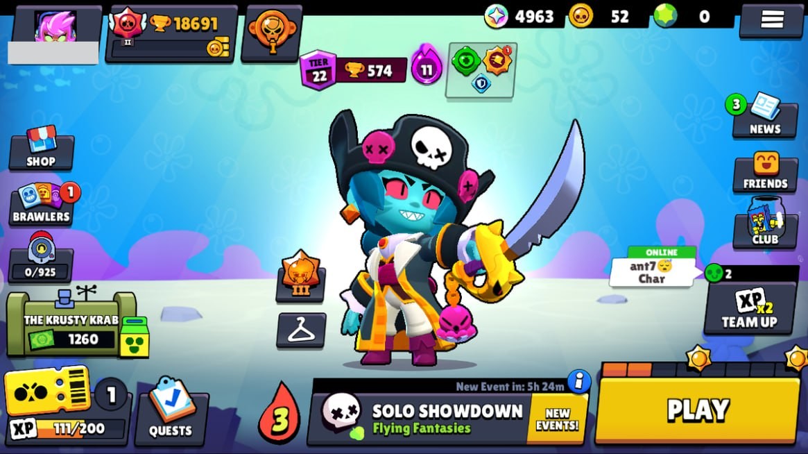 Brawl Stars Account – 53 Brawlers, 18691 Trophies, 72 Skins, 3 Legends, 16 Mythics, 15 Epics, 52 Gold, 4963 Blings