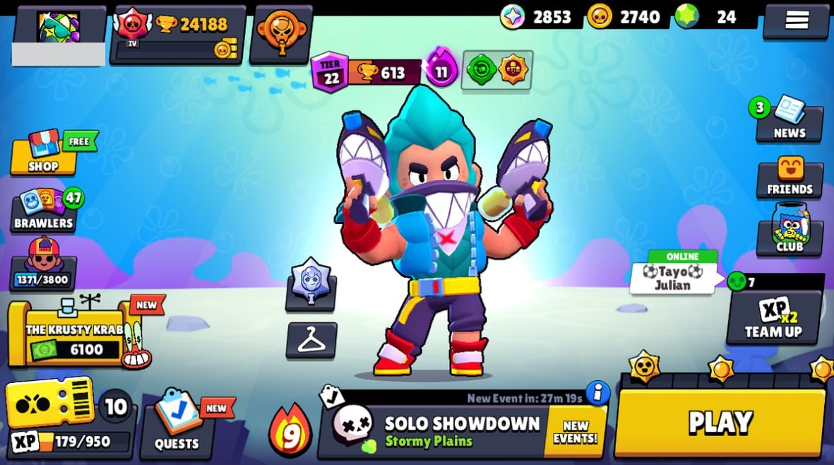 Brawl Stars Account – 75 Brawlers, 24188 Trophies, 98 Skins, 7 Legends, 23 Mythics, 26 Epics, 2740 Gold, 24 Gems, 2853 Blings