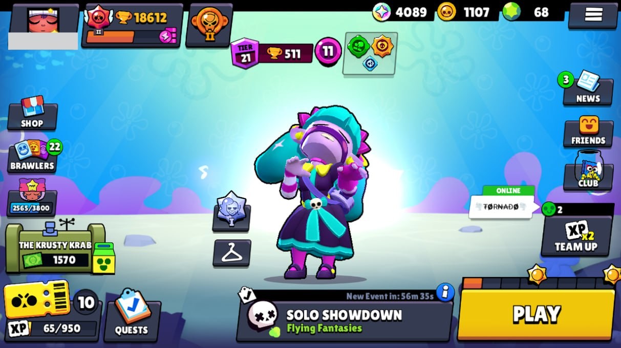 Brawl Stars Account – 58 Brawlers, 18612 Trophies, 64 Skins, 4 Legends, 9 Mythics, 26 Epics, 1107 Gold, 68 Gems, 4089 Blings