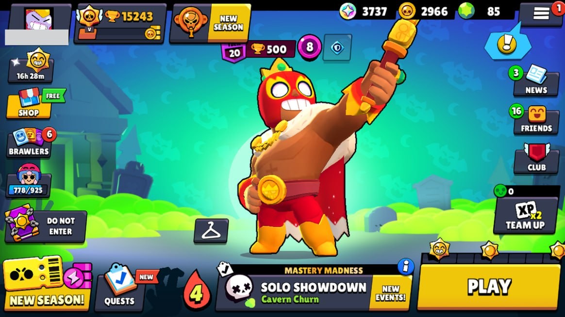 Brawl Stars Account – 50 Brawlers, 15243 Trophies, 16 Skins, 2 Legends, 16 Mythics, 13 Epics, 3066 Gold, 85 Gems, 3737 Blings