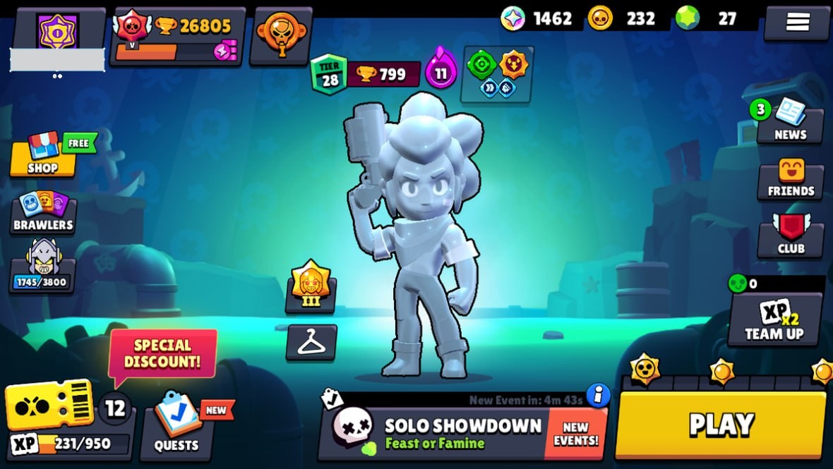 Brawl Stars Account – 70 Brawlers, 26805 Trophies, 100 Skins, 5 Legends, 20 Mythics, 26 Epics, 232 Gold, 27 Gems, 1462 Blings