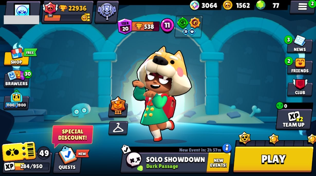 Brawl Stars Account – 72 Brawlers, 22936 Trophies, 61 Skins, 8 Legends, 19 Mythics, 26 Epics, 1562 Gold, 77 Gems, 3064 Blings