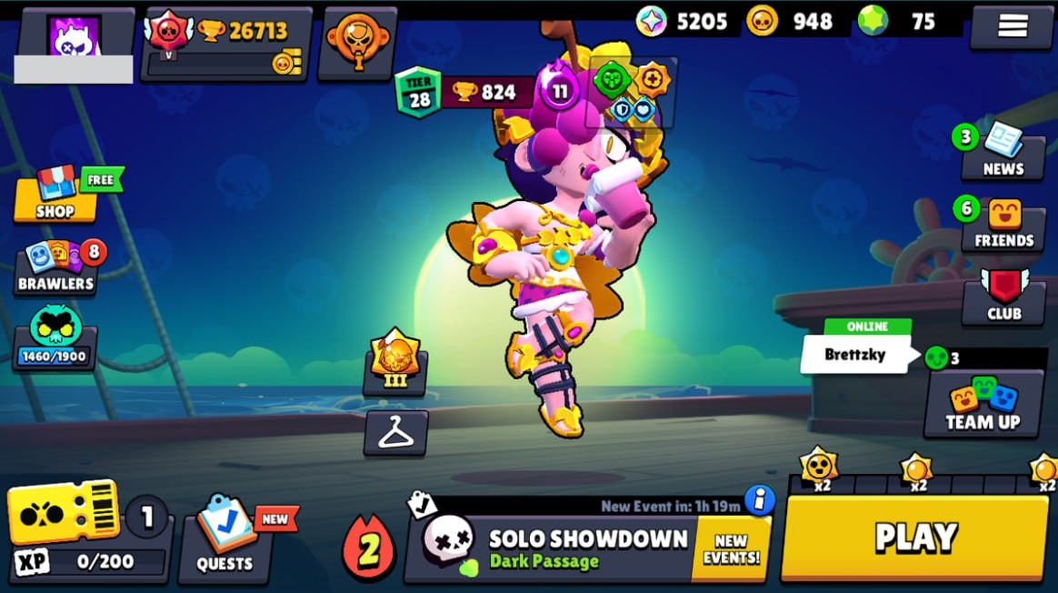 Brawl Stars Account – 78 Brawlers, 26713 Trophies, 76 Skins, 10 Legends, 23 Mythics, 26 Epics, 948 Gold, 75 Gems, 5205 Blings