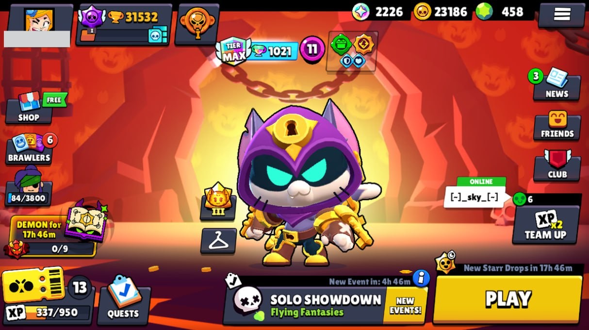 Brawl Stars Account – 79 Brawlers, 31532 Trophies, 70 Skins, 11 Legends, 23 Mythics, 26 Epics, 23186 Gold, 458 Gems, 2226 Blings