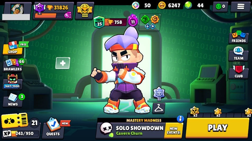 Brawl Stars Account – 78 Brawlers, 31826 Trophies, 75 Skins, 10 Legends, 24 Mythics, 25 Epics, 6247 Gold, 44 Gems, 50 Blings