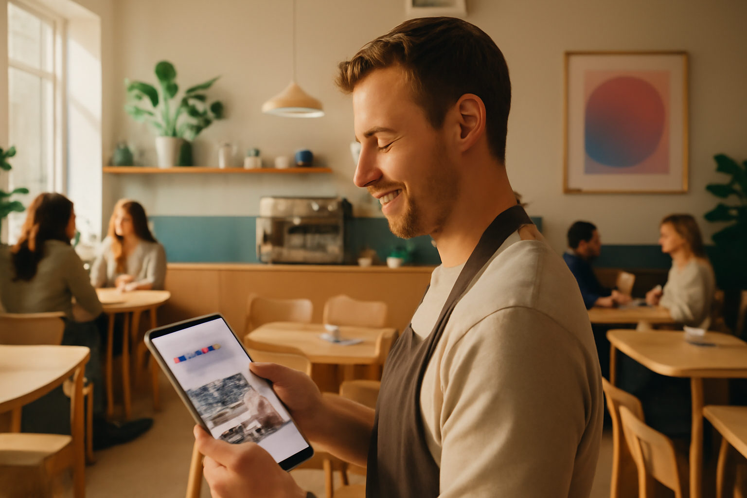 Glad café-ejer i Aarhus sparer tid på sociale medier med effektiv løsning.