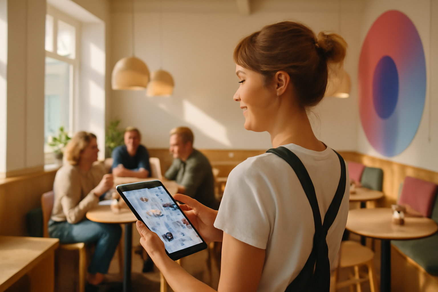 Glad café-ejer i Aalborg sparer tid på sociale medier med H3LLO's effektive løsning.