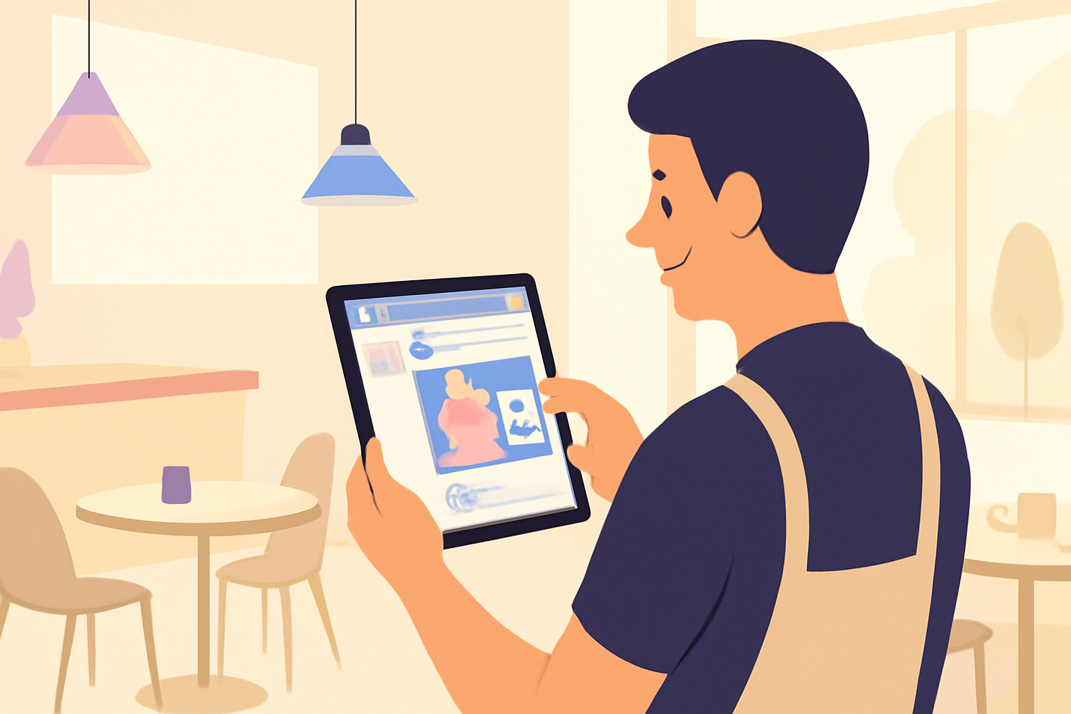 Glad café-ejer i Aalborg opnår succes med nemme Facebook opslag cafe aalborg.