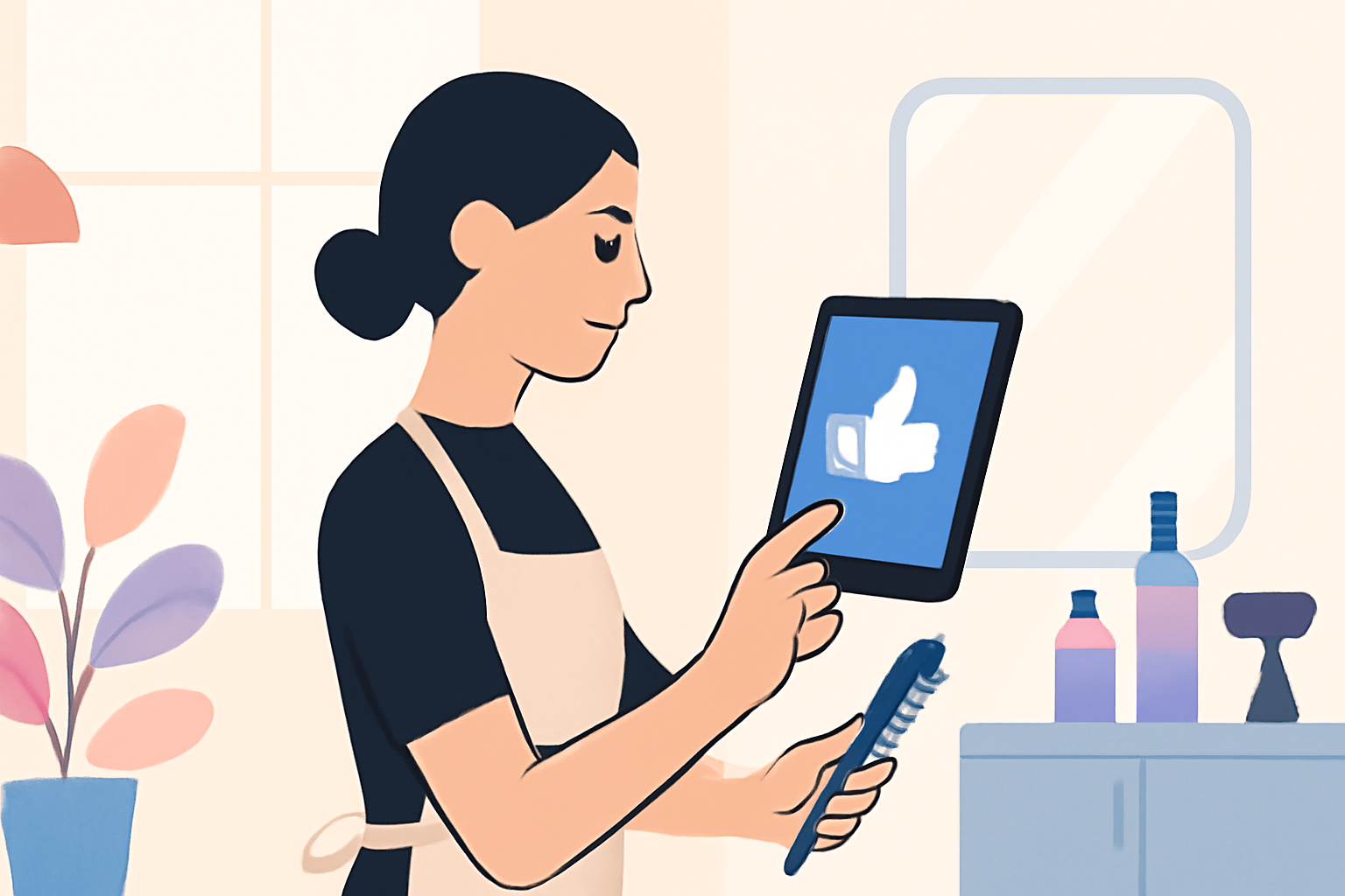 Glad frisør i Vejle får succes med nemme facebook opslag frisør Vejle.