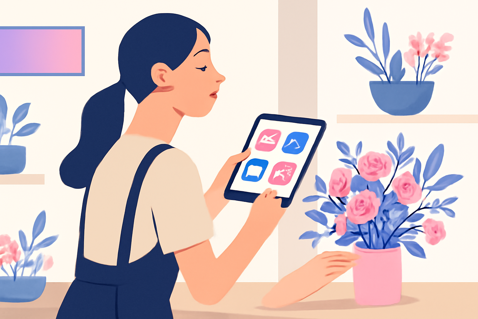 Blomsterhandler i Esbjerg sparer tid sociale medier og smiler over succes.