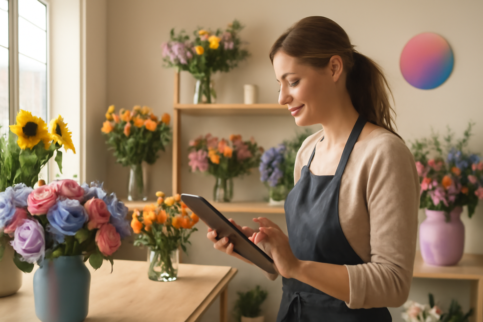 Glad blomsterhandler i Odense: Nemme Facebook opslag har skabt succes.