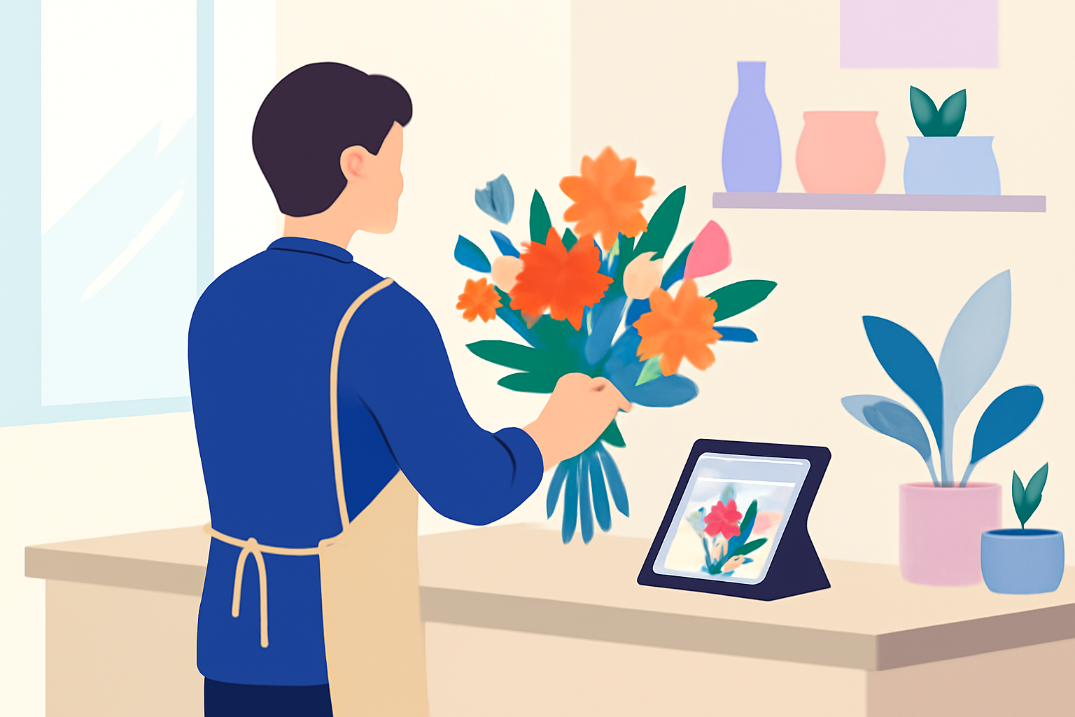 Glad blomsterhandler i Esbjerg opnår succes med nemme facebook opslag blomsterhandler esbjerg via H3LLO.