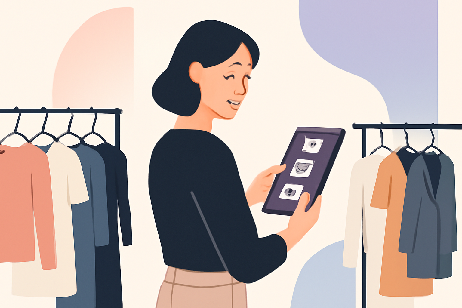 Glad butiksejer i Aarhus sparer tid på sociale medier; H3LLO hjælper tøjbutik med effektiv markedsføring.