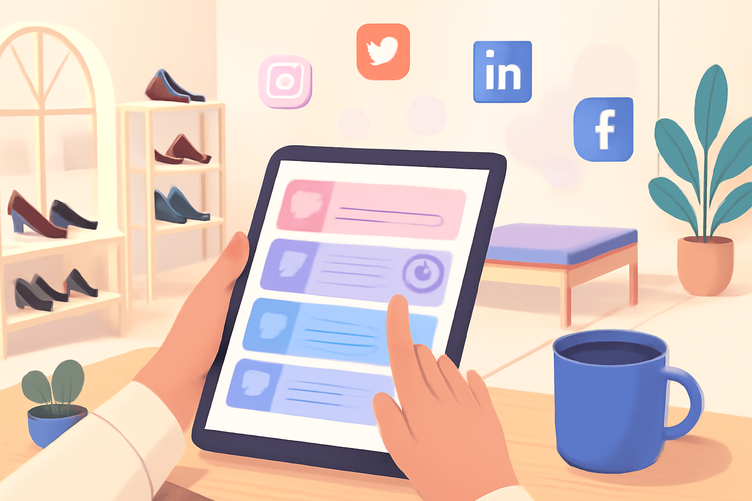 Glad skobutik Odense sparer tid sociale medier med effektiv SoMe-strategi.