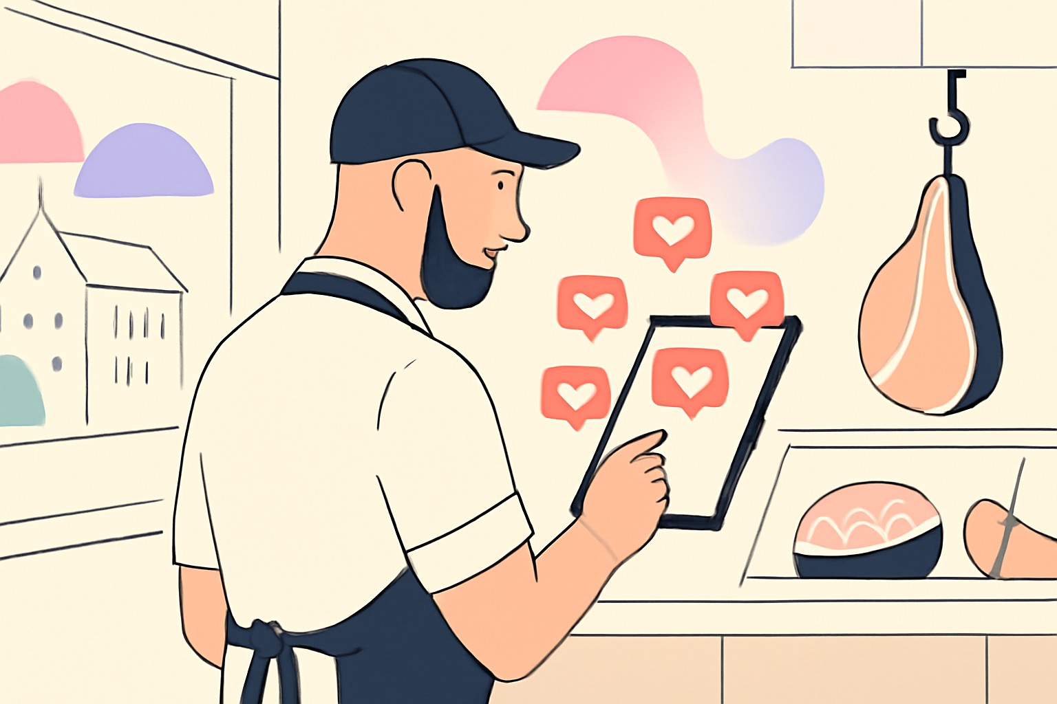 Glad slagter i Randers får flere kunder med Instagram. Se hvordan du også kan: få flere kunder instagram slagter randers.