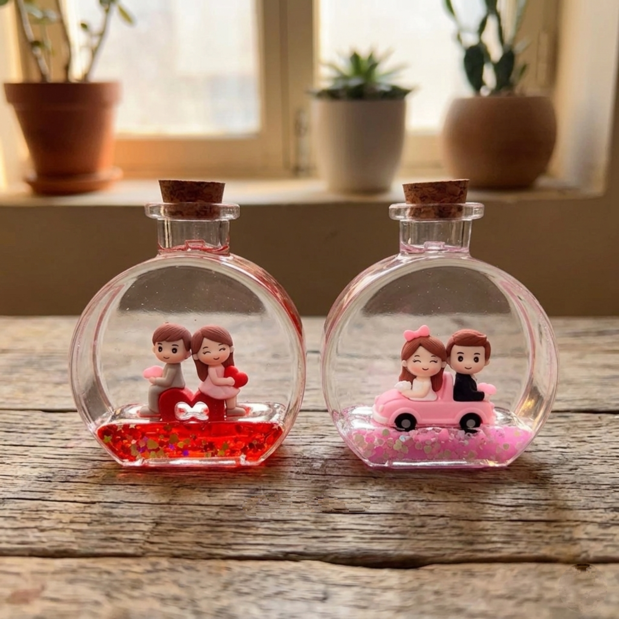 Couple snow globe showpieces