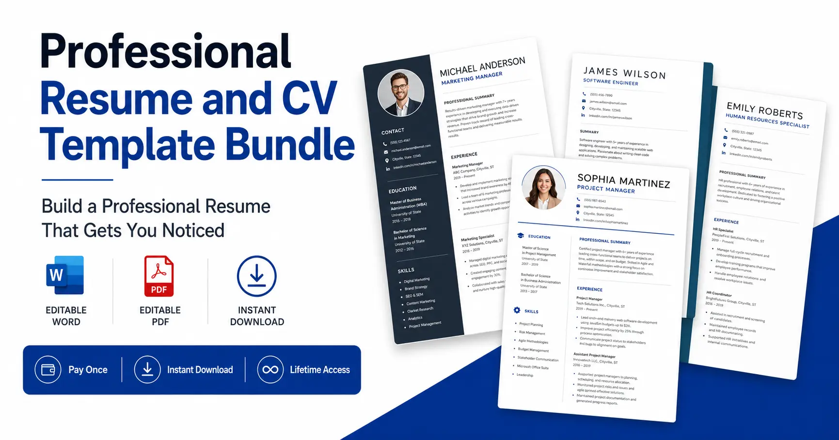 Professional Resume and CV Template Bundle resume template bundle