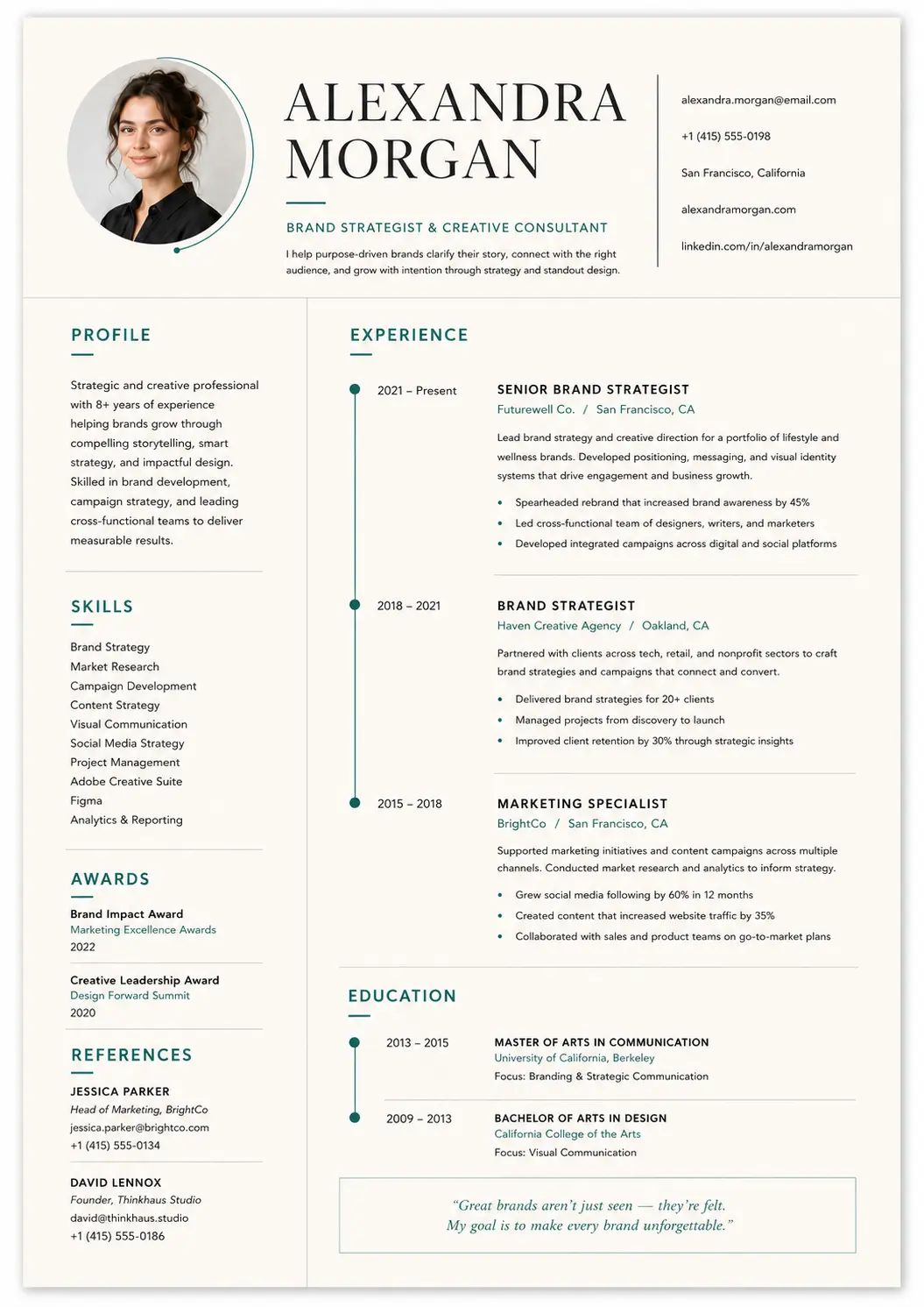 The Creative Strategist Resume resume template preview